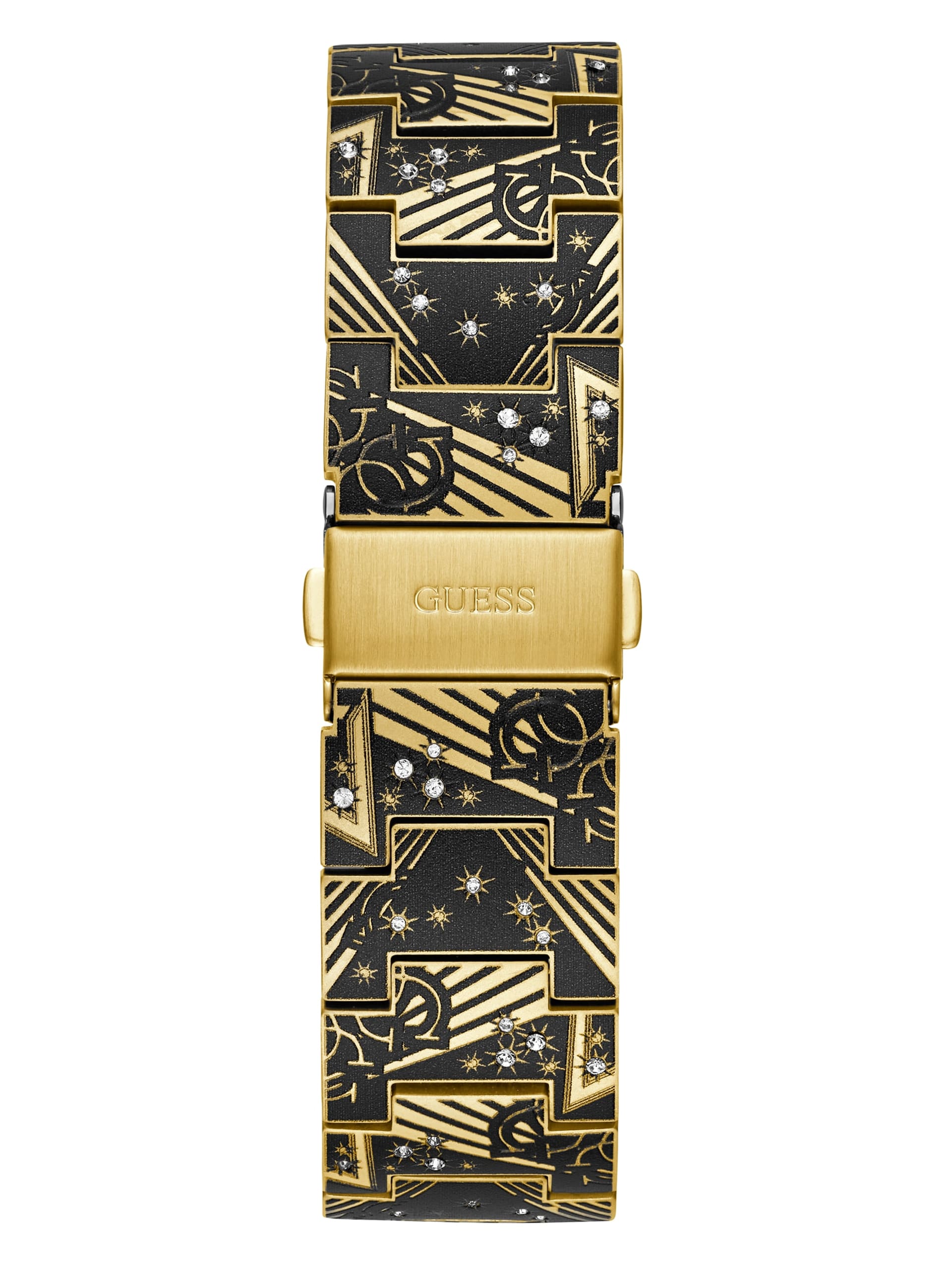 Relógio analógico dourado impresso