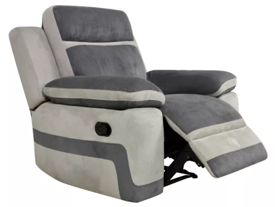 Fauteuil relax en microfibre anthracite et bandes gris clair TALCA