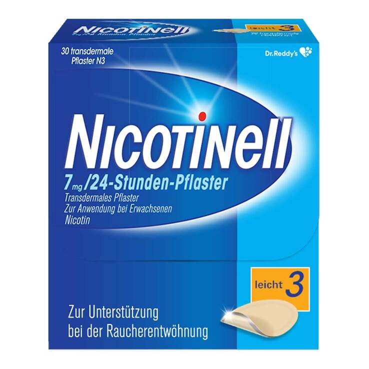 NICOTINELL 7 mg / 24-Stunden- Nikotinpflaster, Pflasterstärke Leicht (3), 30 St