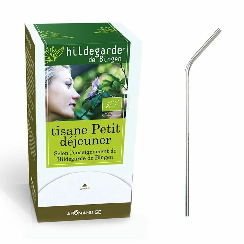 Tisane bio petit déjeuner + 4 pailles en inox