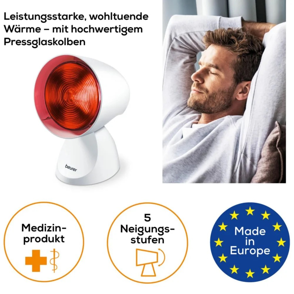 IL 21 Rotlicht Infrarotlampe Lichttherapie für Erkältung und Muskelverspannung inkl. Schutzbrille (61601) - Weiss