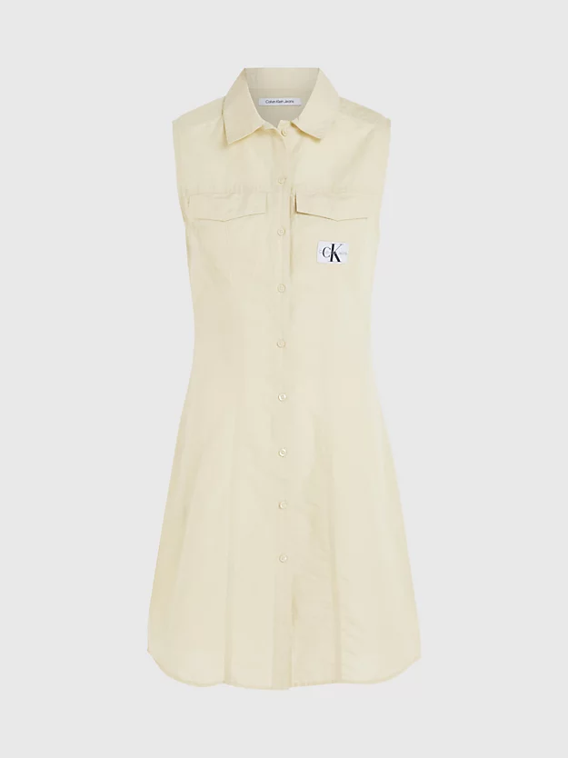 Vestido sem mangas em mistura de linho e algodão.