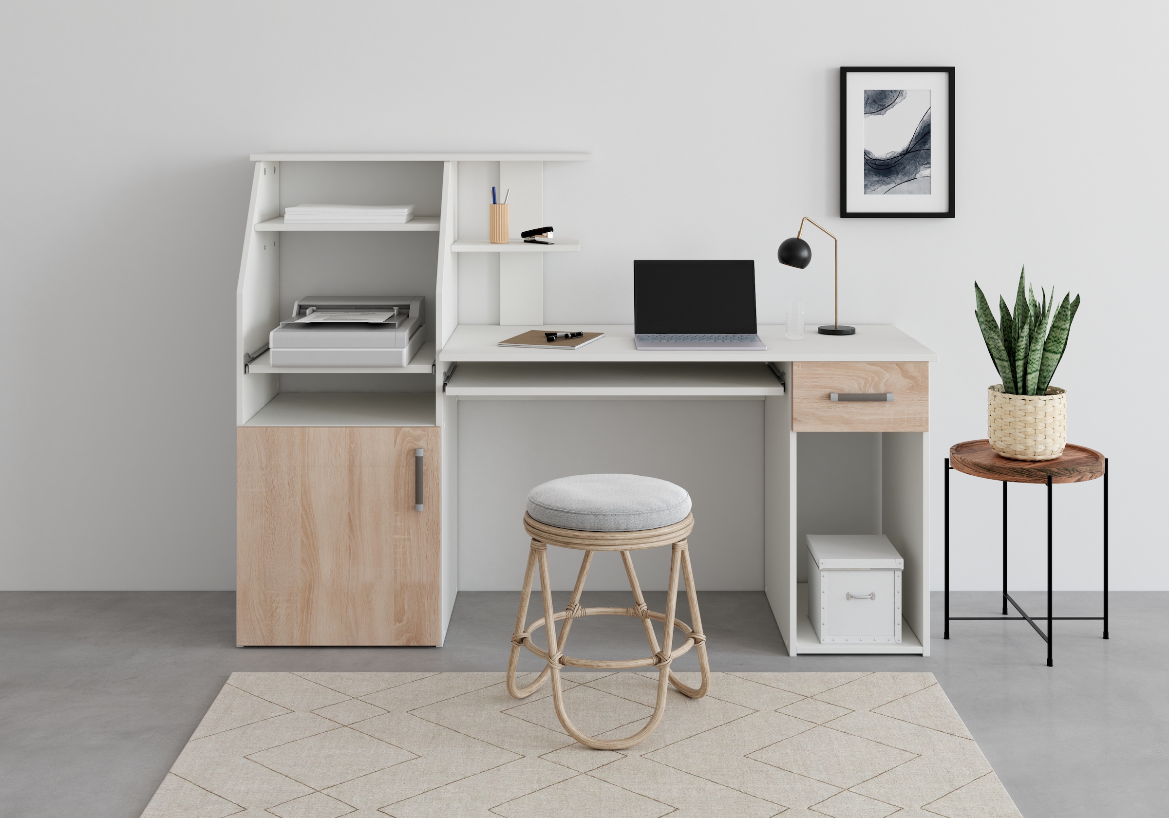 VOGL Möbelfabrik Schreibtisch »Don« mit Tastatur- & Druckerauszug, Breite 137,5 cm, Made in Germany