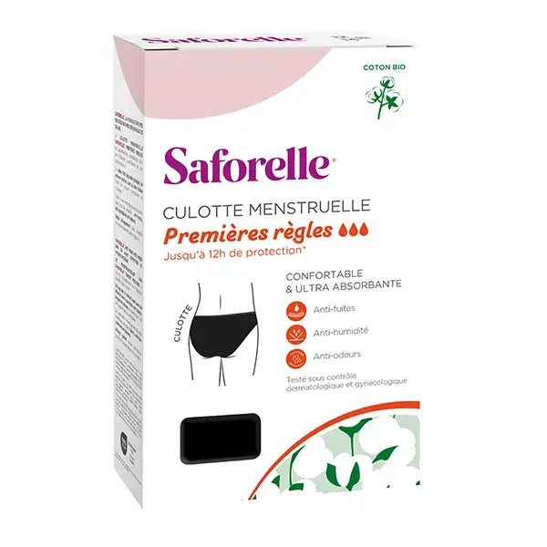 Calcinhas menstruais ultra absorventes Saforelle para adolescentes, tamanho 12 anos.