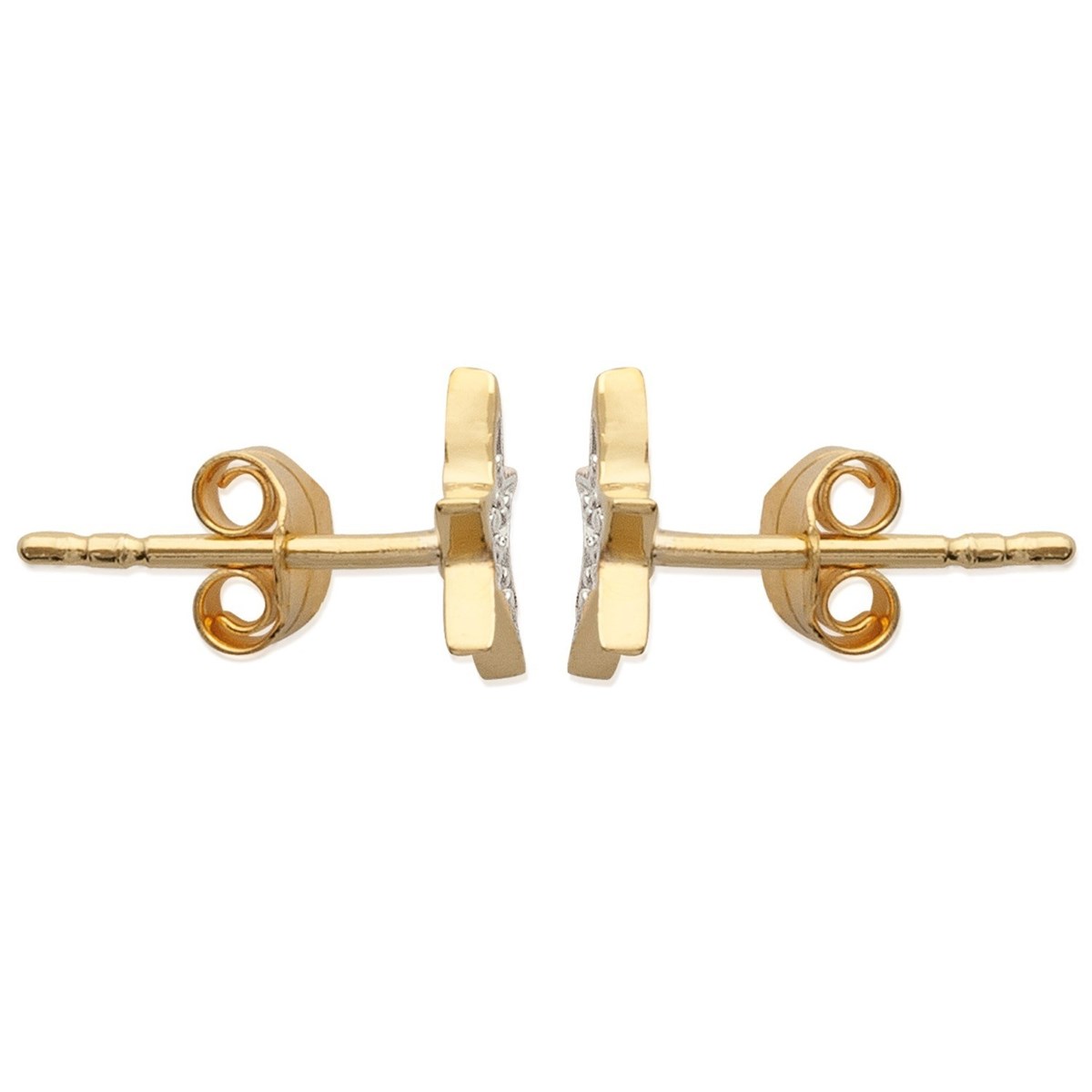 Boucles d'oreilles étoile oxyde de zirconium Plaqué OR 750 3 microns 2 tons