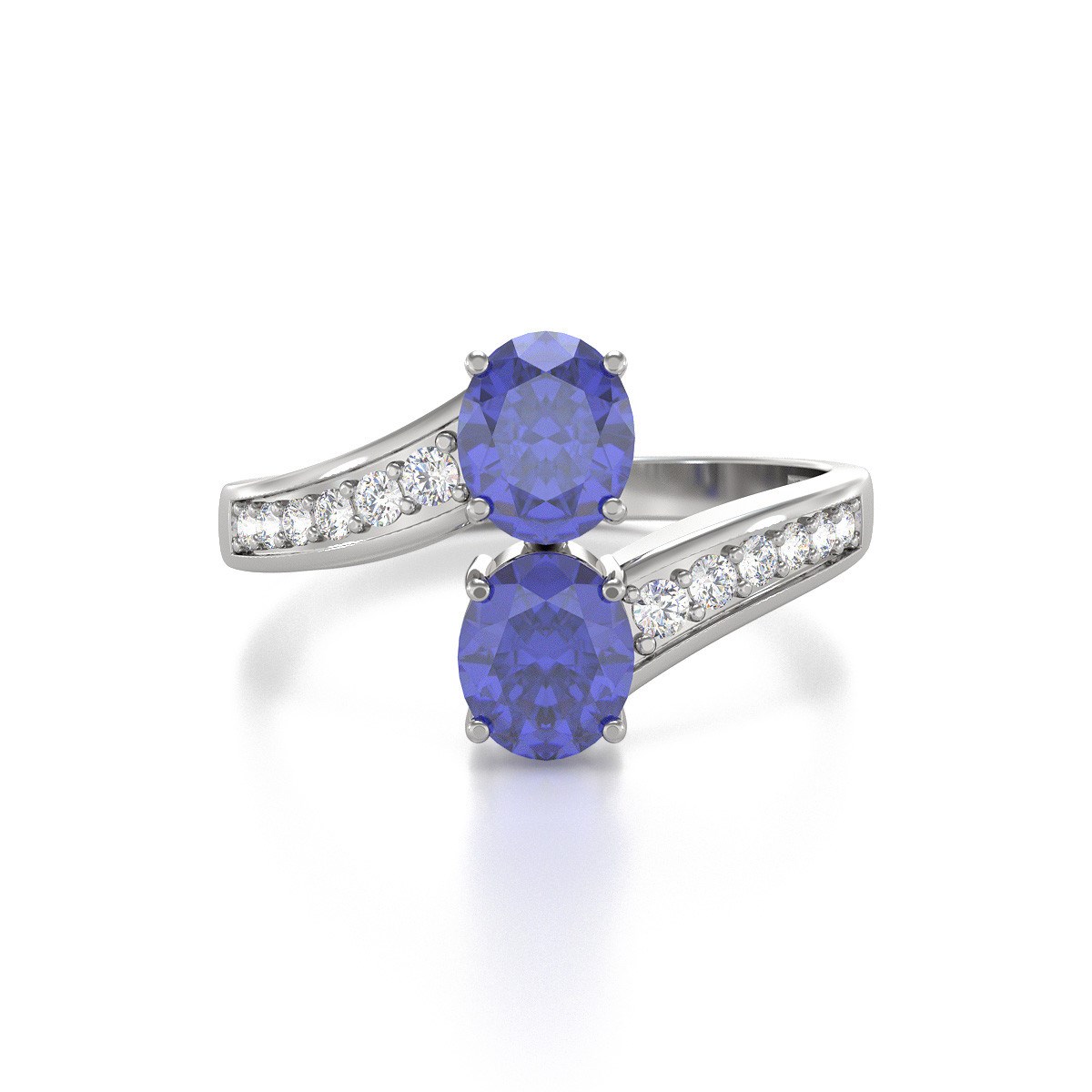 Bague Tanzanite et diamants sur Argent 925 2.546grs