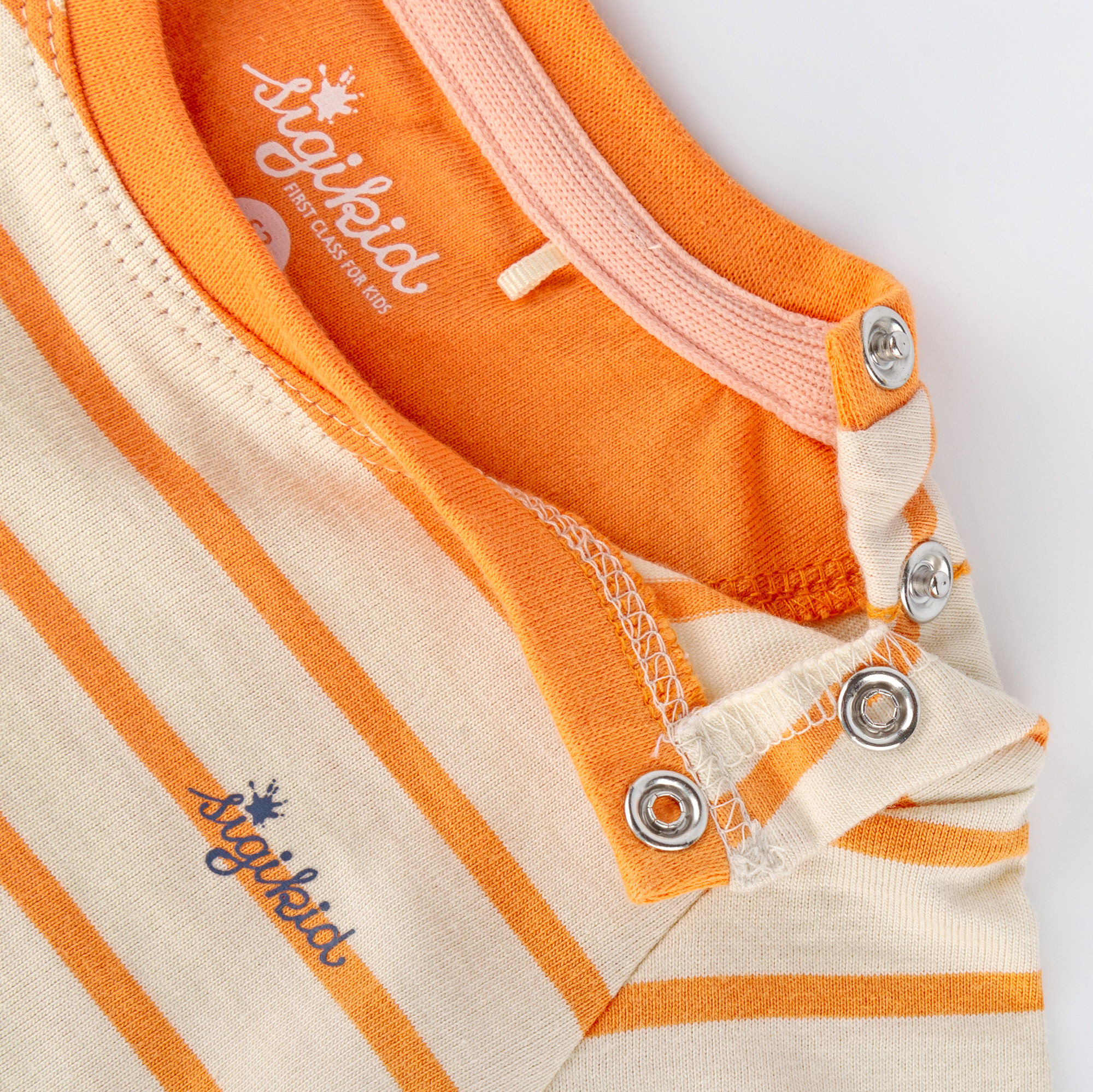 Kurzarmkleid B - SKATING FLAMINGO gestreift in orange