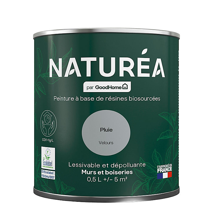 Peinture murs et boiseries Naturéa par GoodHome pluie velours 0.5L