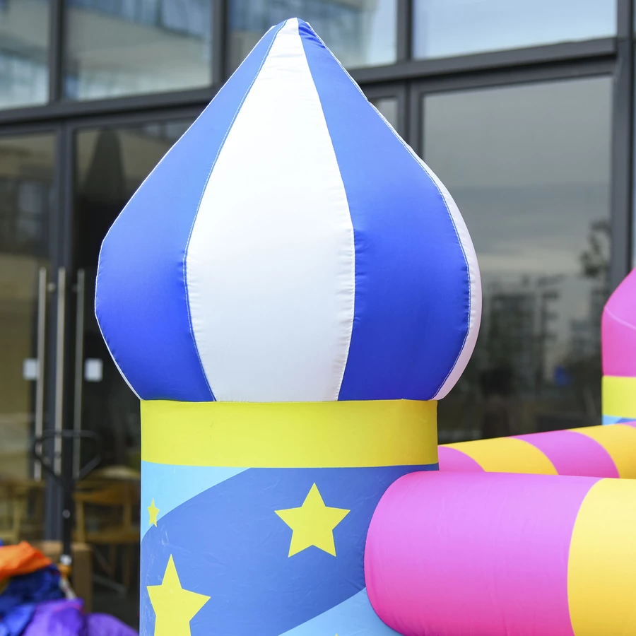 Outsunny Kinderhüpfburg im Schloss- und Sternen Design bunt