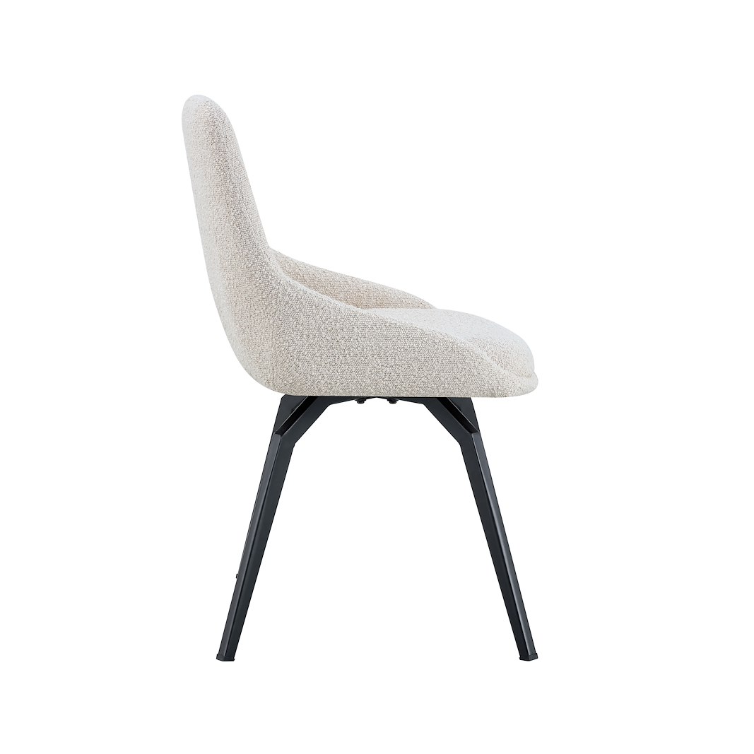 Nero spisestol med sving Offwhite bouclé med sortlakkerte ben