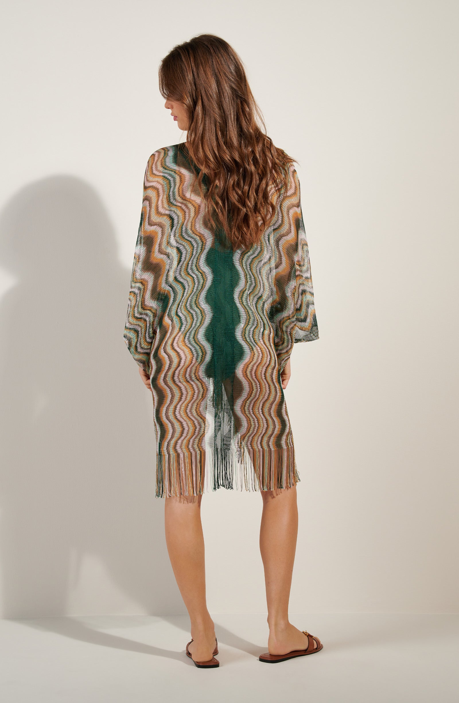 bay Poncho semi-transparent imprimé ZIG-ZAG Bambou