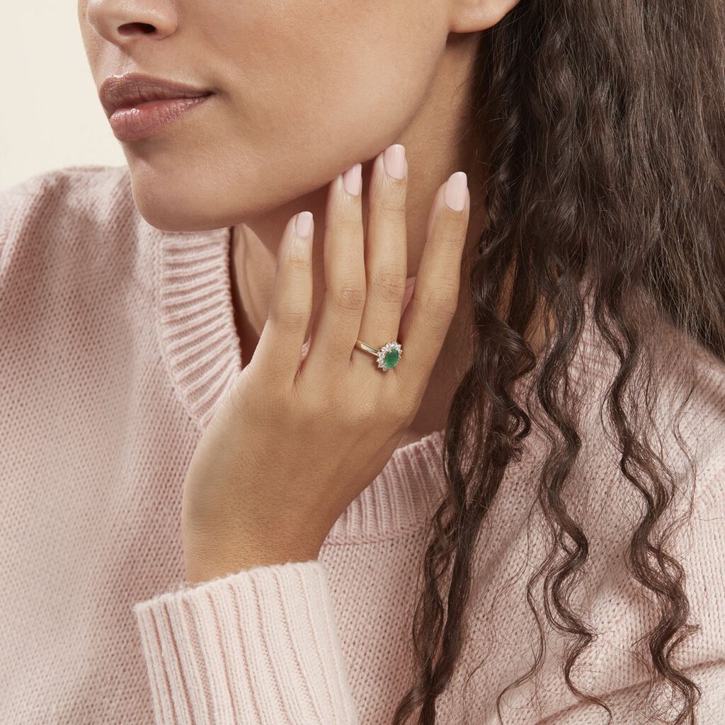 Bague Vladimir Or Jaune Emeraude Et Diamant