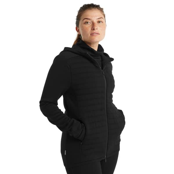Veste polaire ICEBREAKER W ZONEKNIT LS ZIP HOODIE BLACK