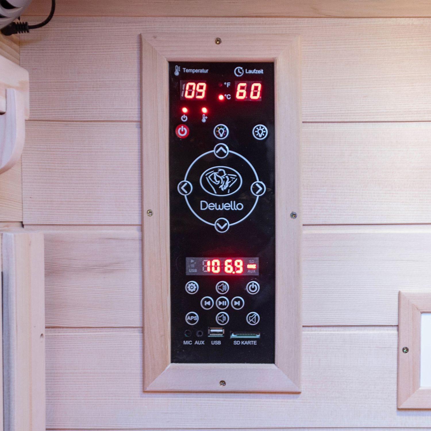 Dewello® Infrarotkabine Infrarotsauna KINGSTON 90cm x 90cm inkl. 3 Vollspektrumstrahler, 4 Karbonstrahler, Farblicht,LED