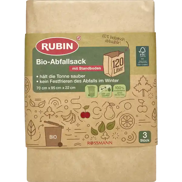 Bio-Abfallsack mit Standboden 120L