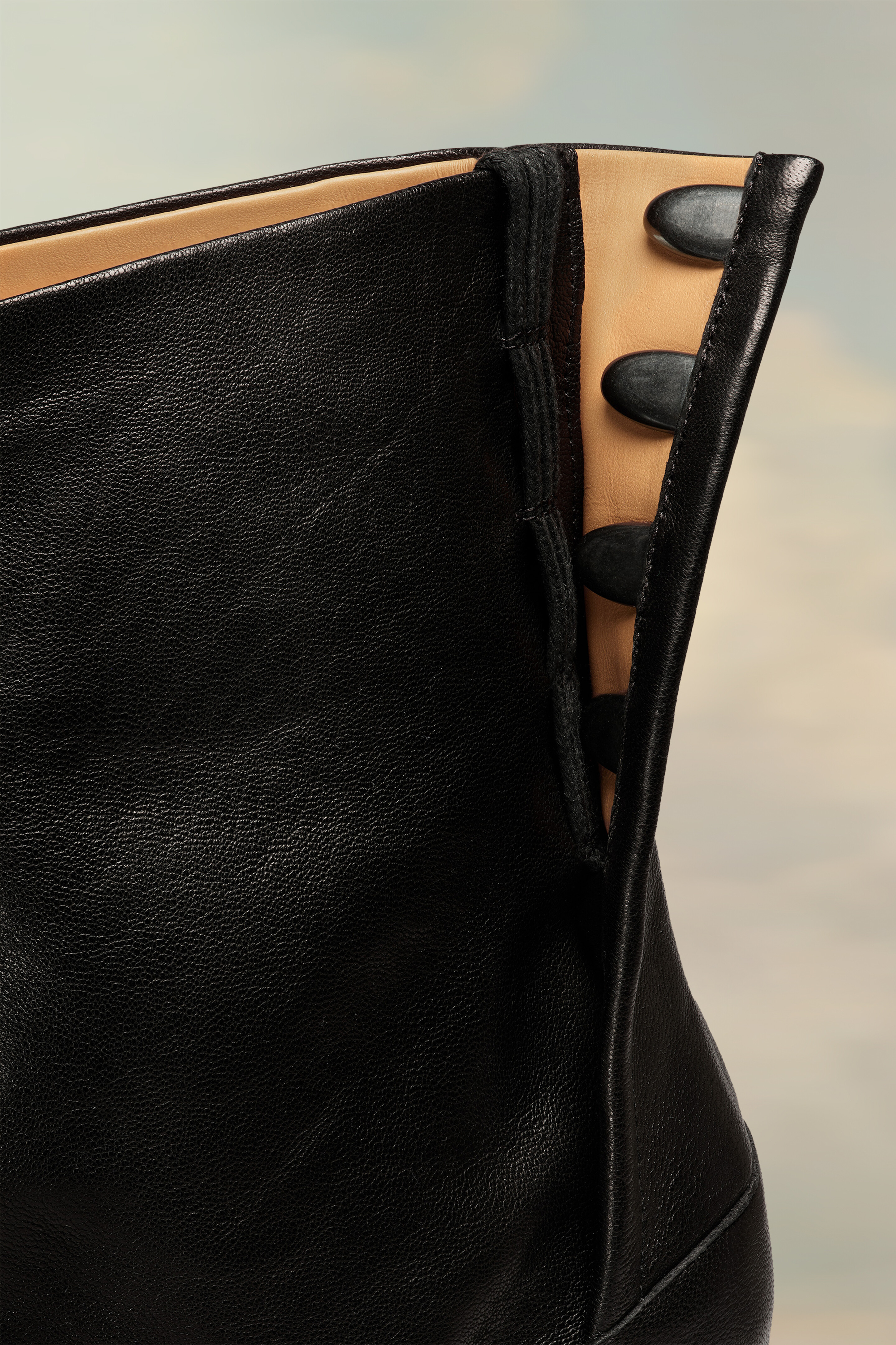 Tabi bottines en cuir vintage Noir Noir