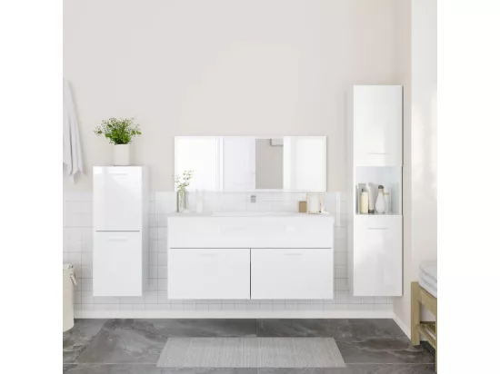 Ensemble de meubles de salle de bain 4 pcs blanc brillant