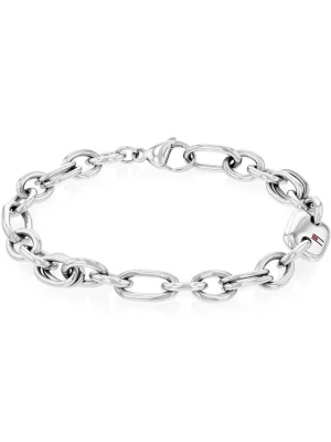 Pulseira de aço inoxidável com elos contrastantes