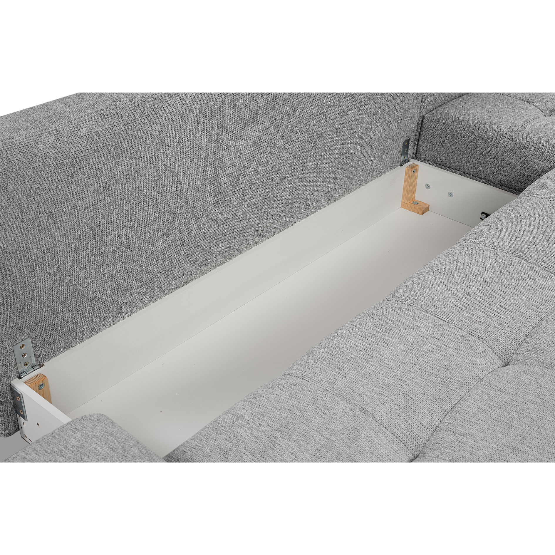Ecksofa - grau - Liegefunktion und Staukasten - Longchair rechts