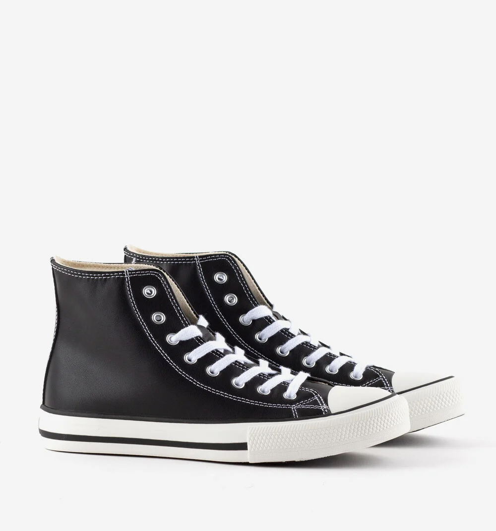 TRIBU FAUX LEATHER MID BOOTNEGRO