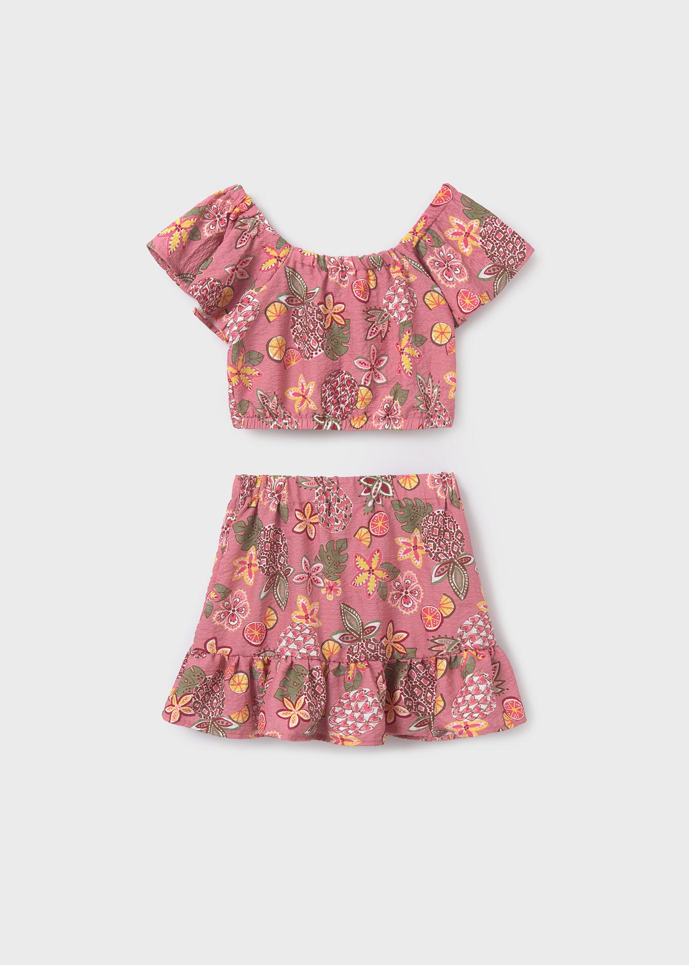 Conjunto de duas peças, blusa e saia, infantil