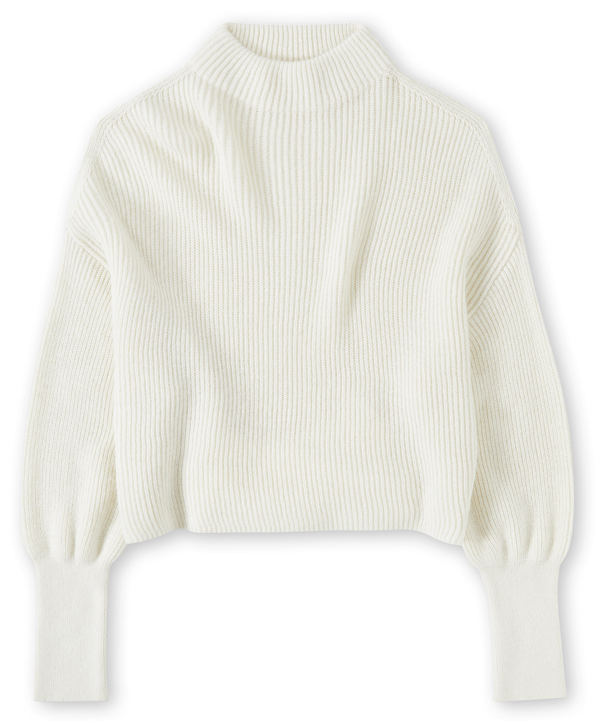 Pull col montant en maille | Beige