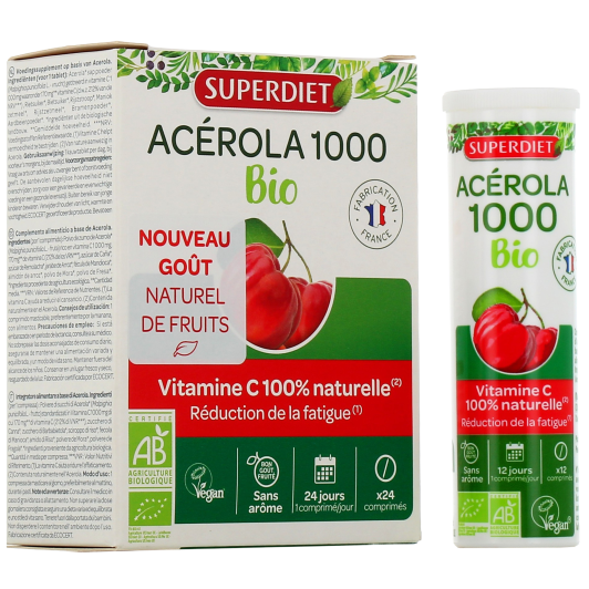 Superdiet Acérola 1000 Bio - Comprimés à croquer
