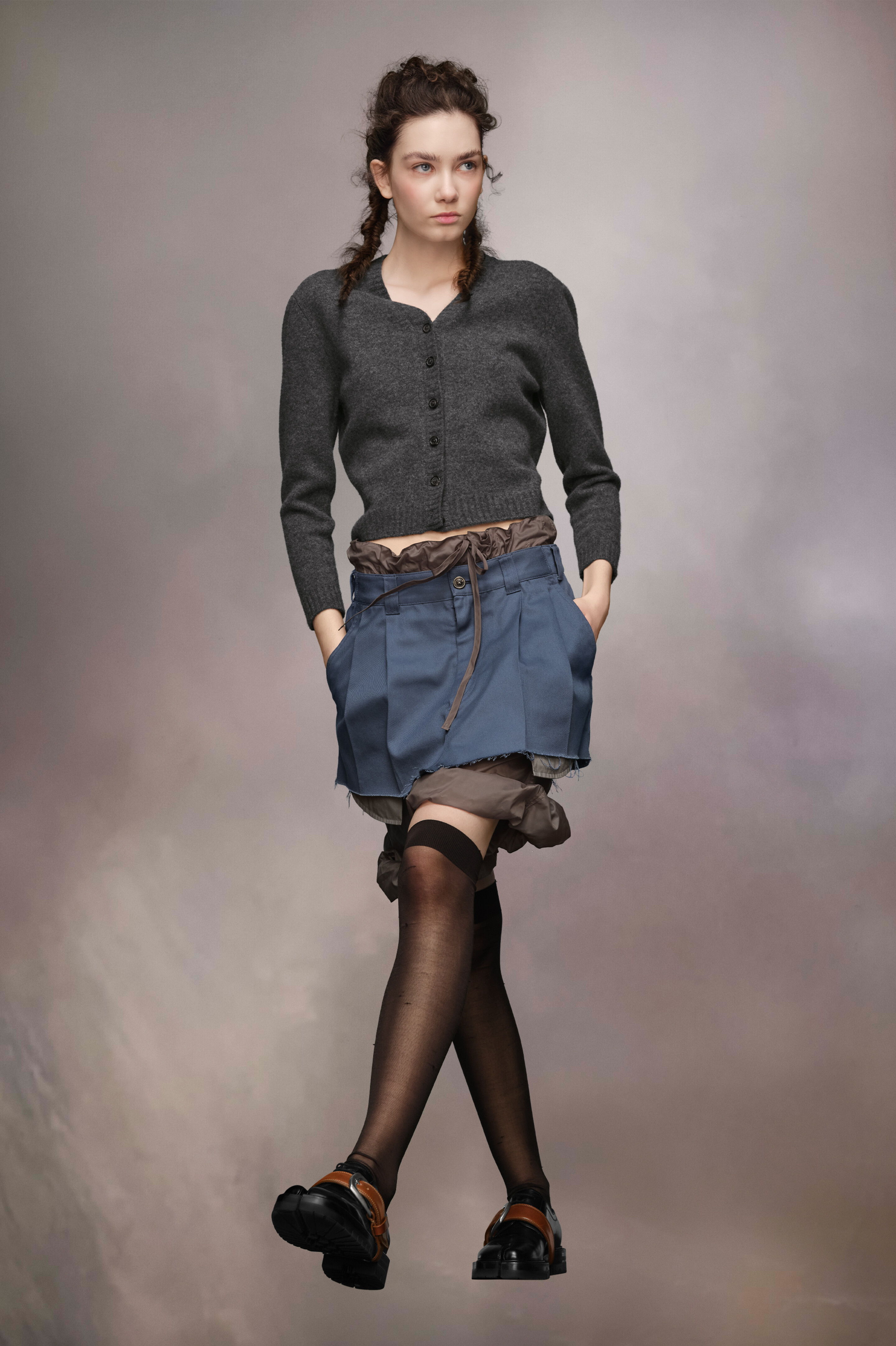 Cardigan en laine d'agneau lavée Charbon