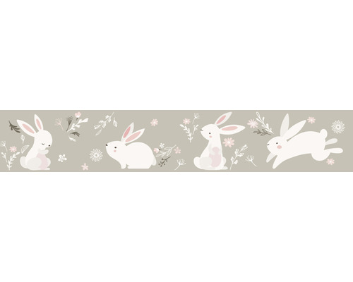 Rand 45862 Kindermuren Konijnen roze grijs 5 m x 17,5 cm