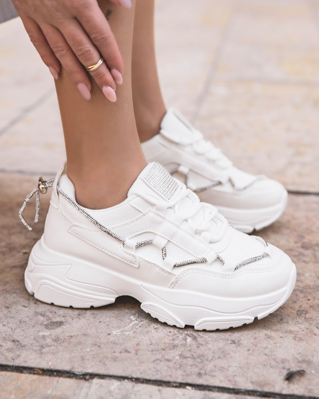 Basket femme blanche à lacets sneakers - Siena