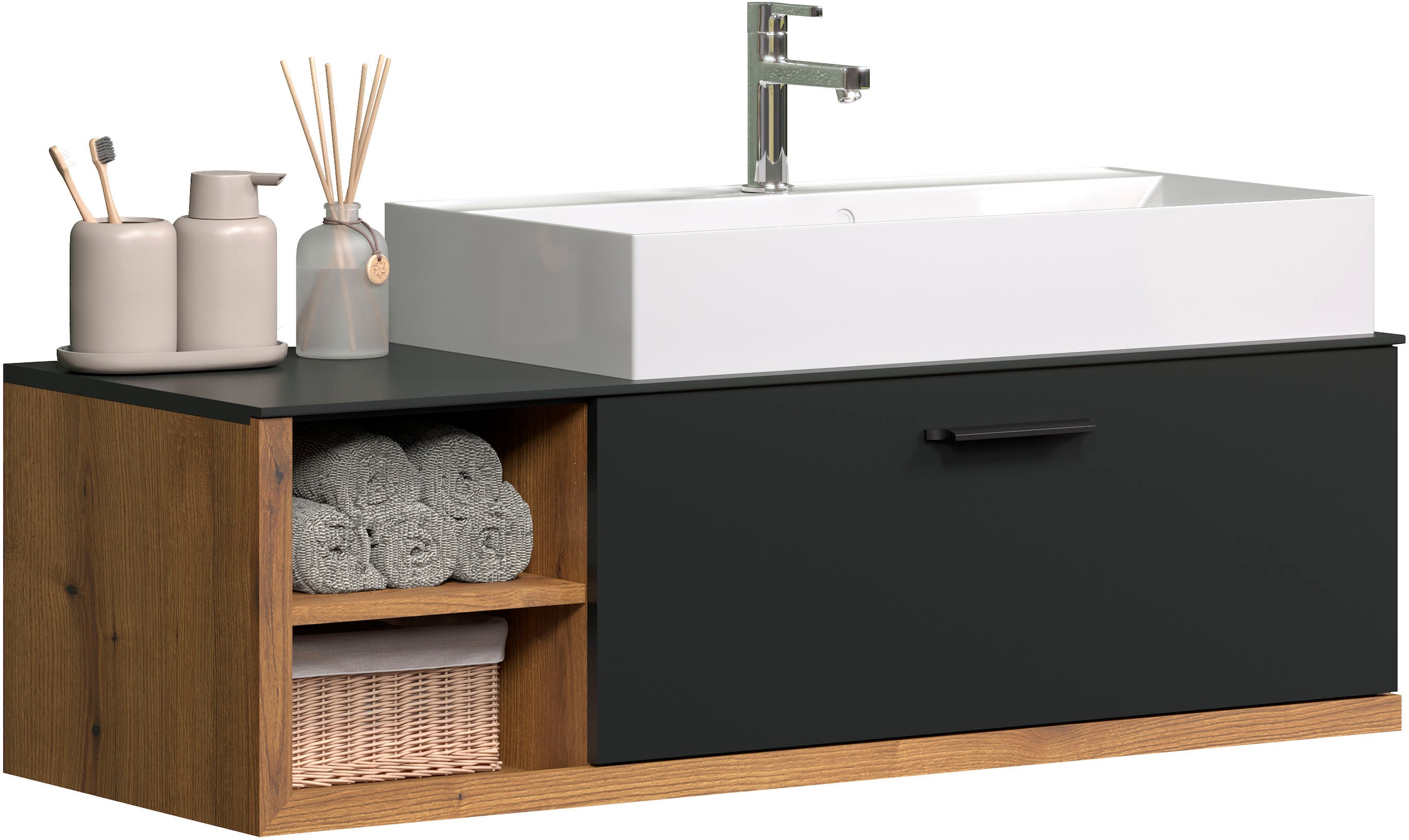 welltime Waschtisch »Premont« Eleganter Waschbeckenunterschrank mit 80 cm Waschbecken - Softclose