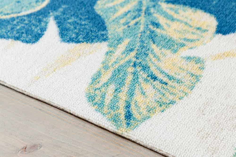 In- und Outdoor Teppich LEAF 180x120cm grün beige Blatt-Design Läufer wetterfest