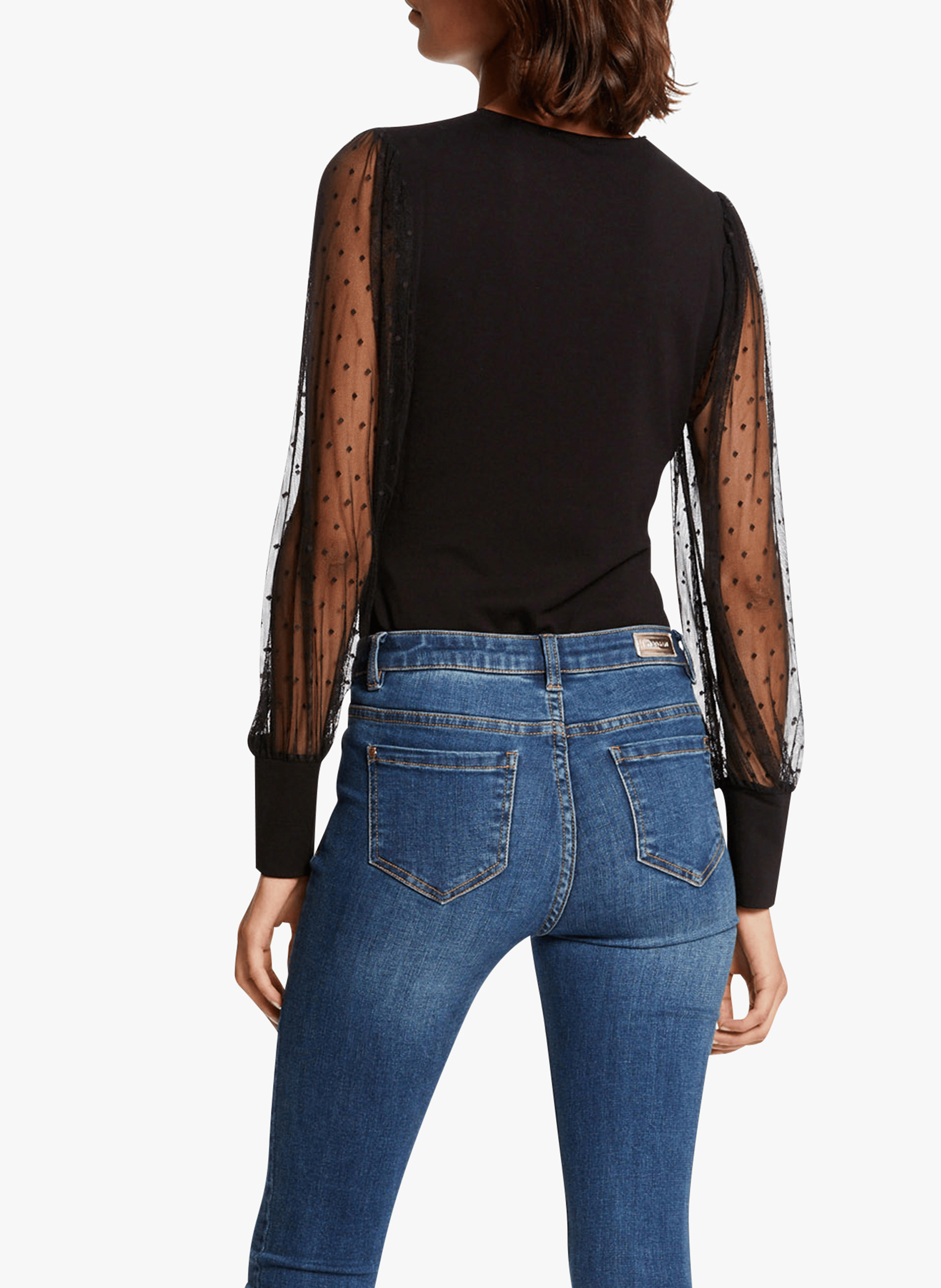 TEANA - Top col V en plumetis| Noir