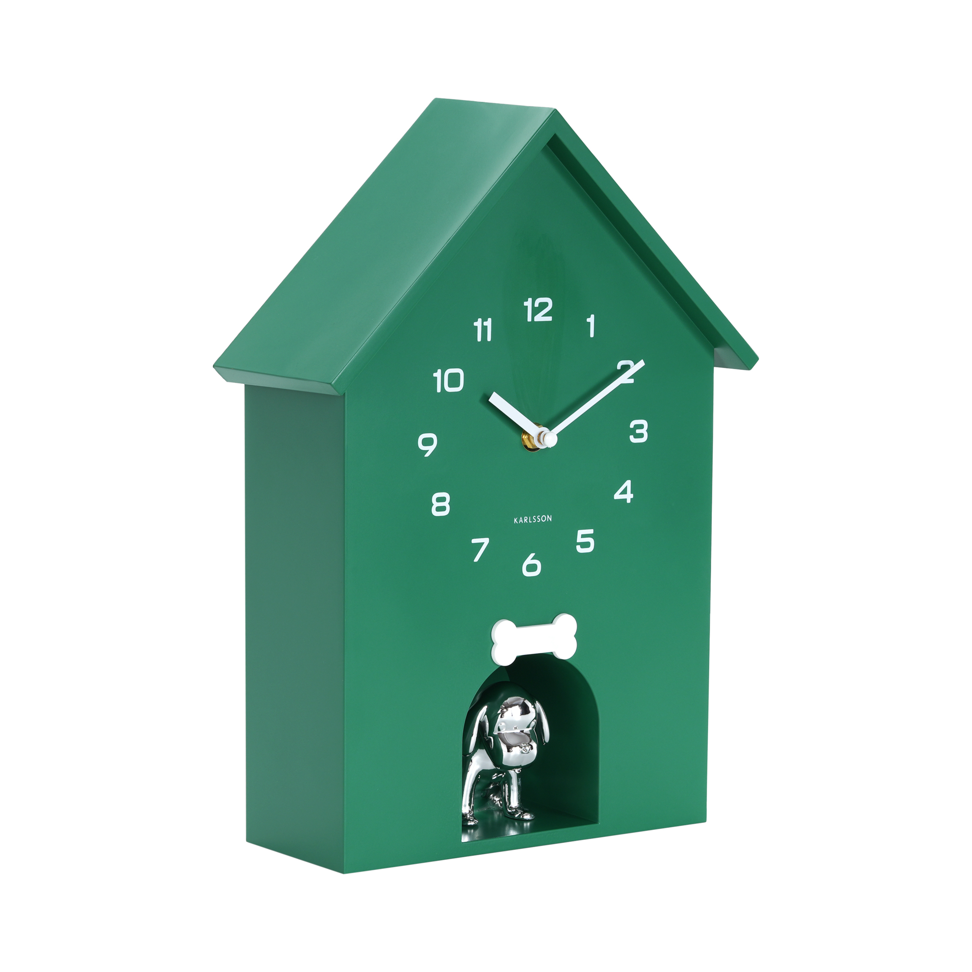 Wandklok Dog House Retro groen