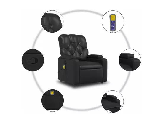 Fauteuil massant inclinable Noir Similicuir