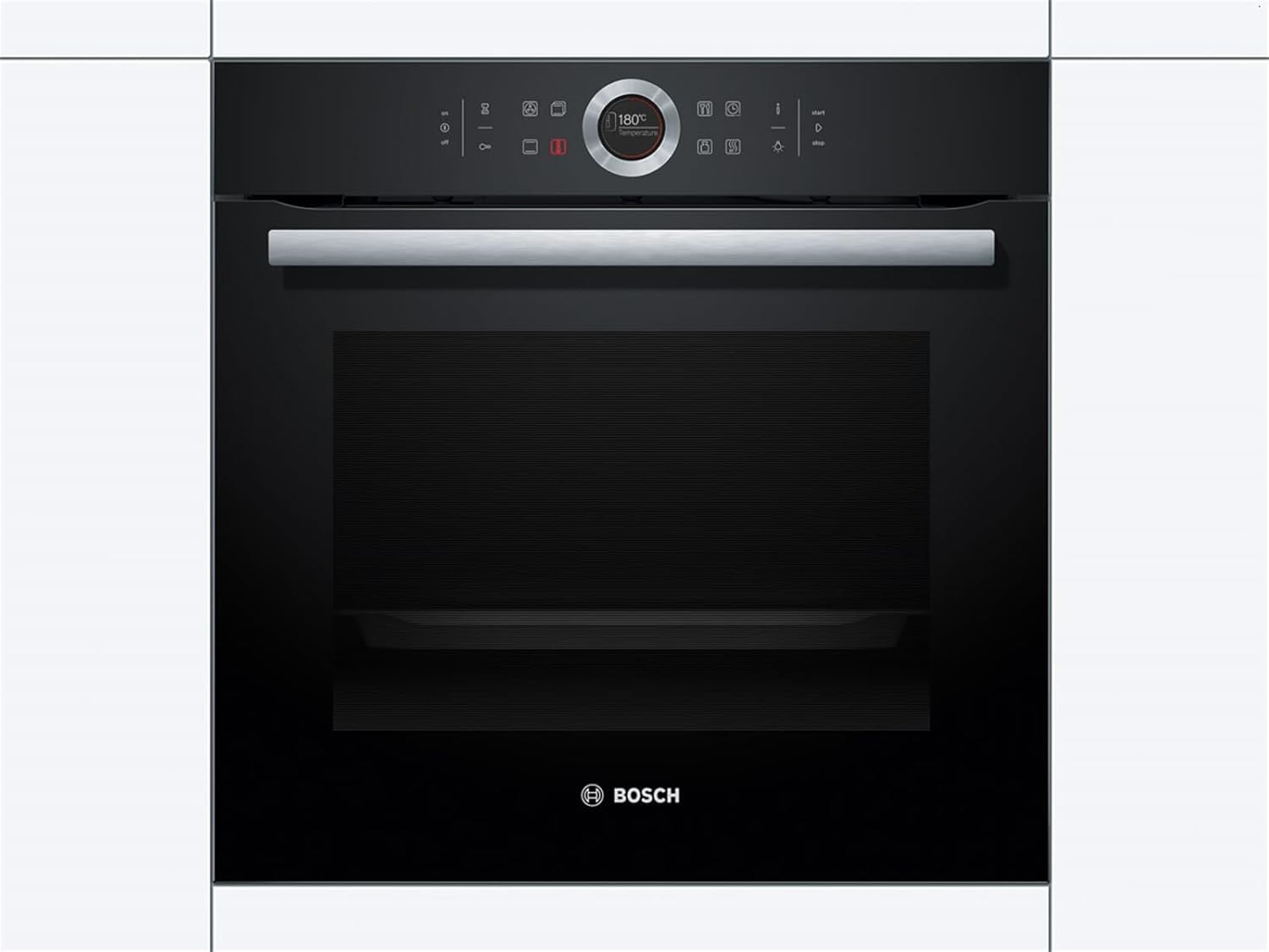Bosch HBG635BB1 Serie 8 Einbau-Backofen, 60 x 60 cm, Made in Germany, EcoClean Direct Reinigungshilfe, AutoPilot 10 10 Automatikprogramme, 4D Heißluft Backen auf 4 Ebenen, TFT-Touchdisplay