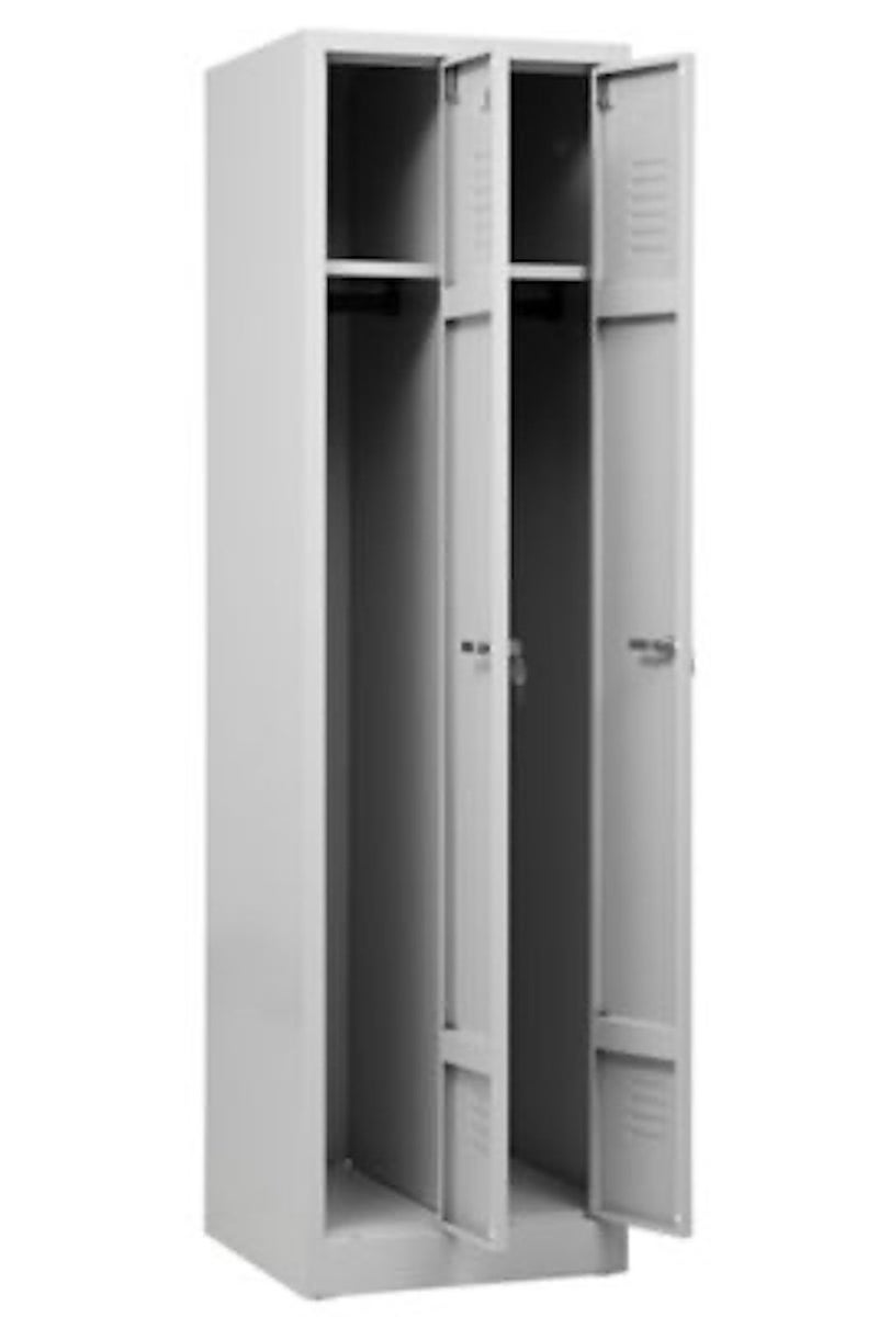 PROREGAL Garderobekast Camel 2 compartimenten HxBxD 180 x 50 x 50 cm Cilinderslot Grijs