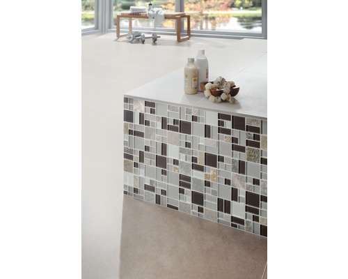 Glasmozaïek met natuursteen XCM MC619 grijs/bruin 30x30 cm
