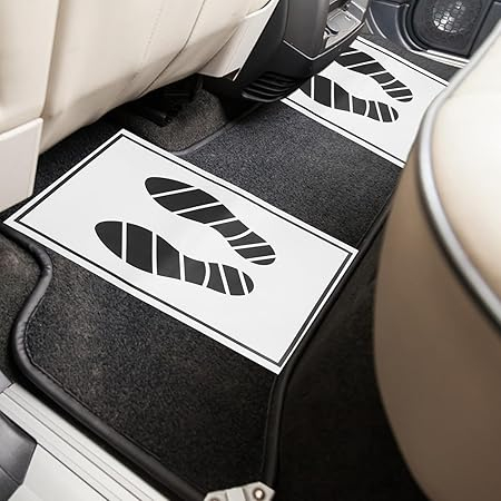 (20er Set) Schutzmatten KFZ Fahrzeuginnenraum / Reissfest / Einweg-Fussmatten für Autopflege & Werkstattservice - Weiss / Schwarz