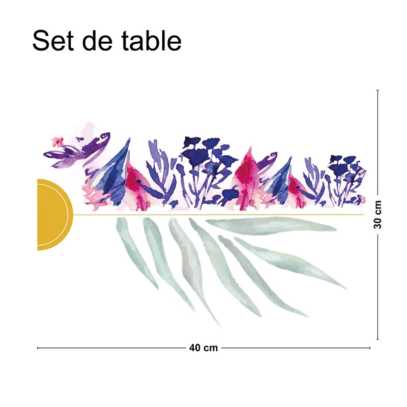 Lot de 4 sets de table L 40xl 30cm - PEINTURE FLORALE 99deco