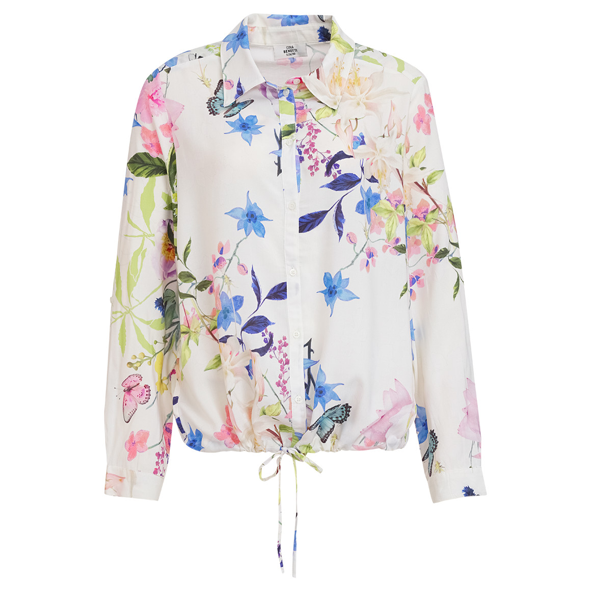 Gina Benotti Damen Bluse mit Blumen-Muster weiss / bunt