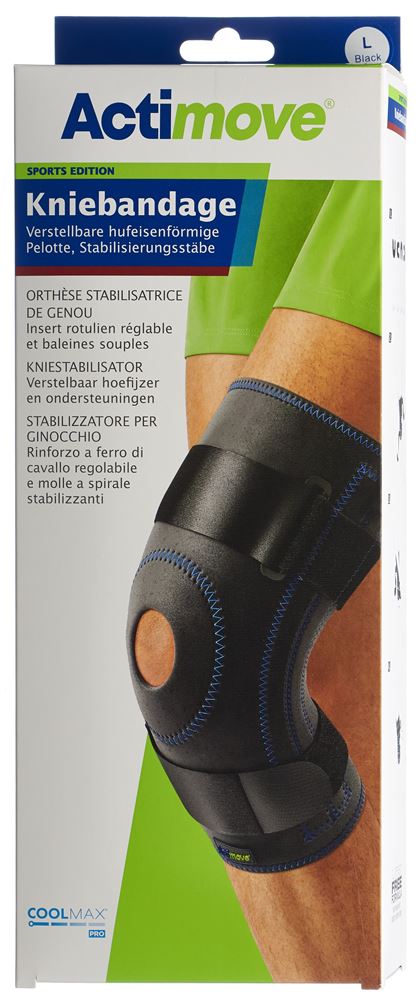 Actimove Sport Kniebandage L Pelotte Stabilisierungsstäbe 1 Stk