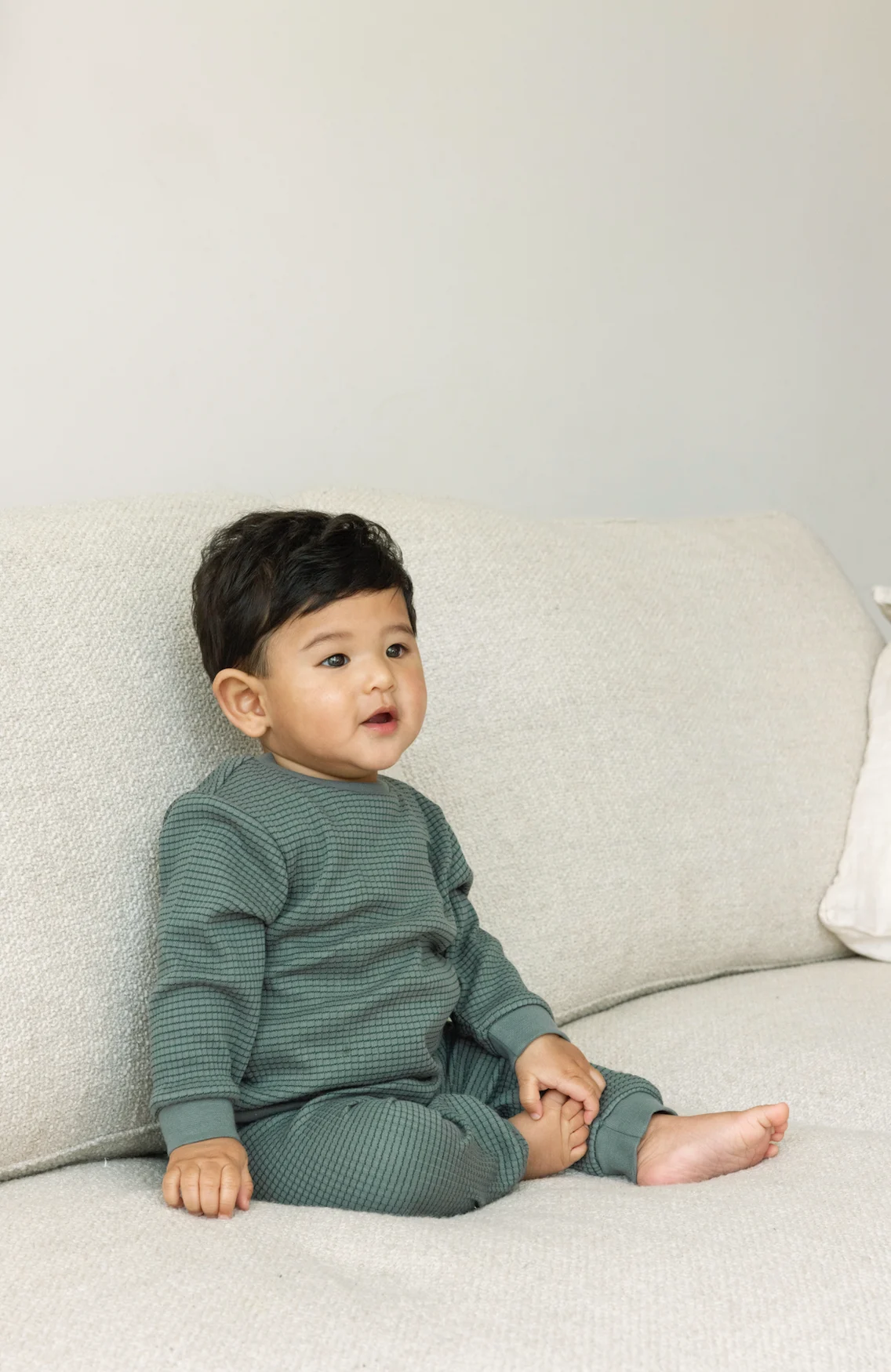 Feetje Feetje pyjama kids wafel Family Limited Edition zeegroen