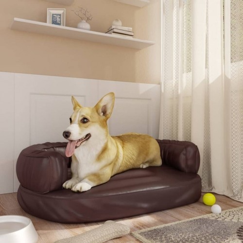 Sofá retangular acolchoado marrom para cães Vidaxl