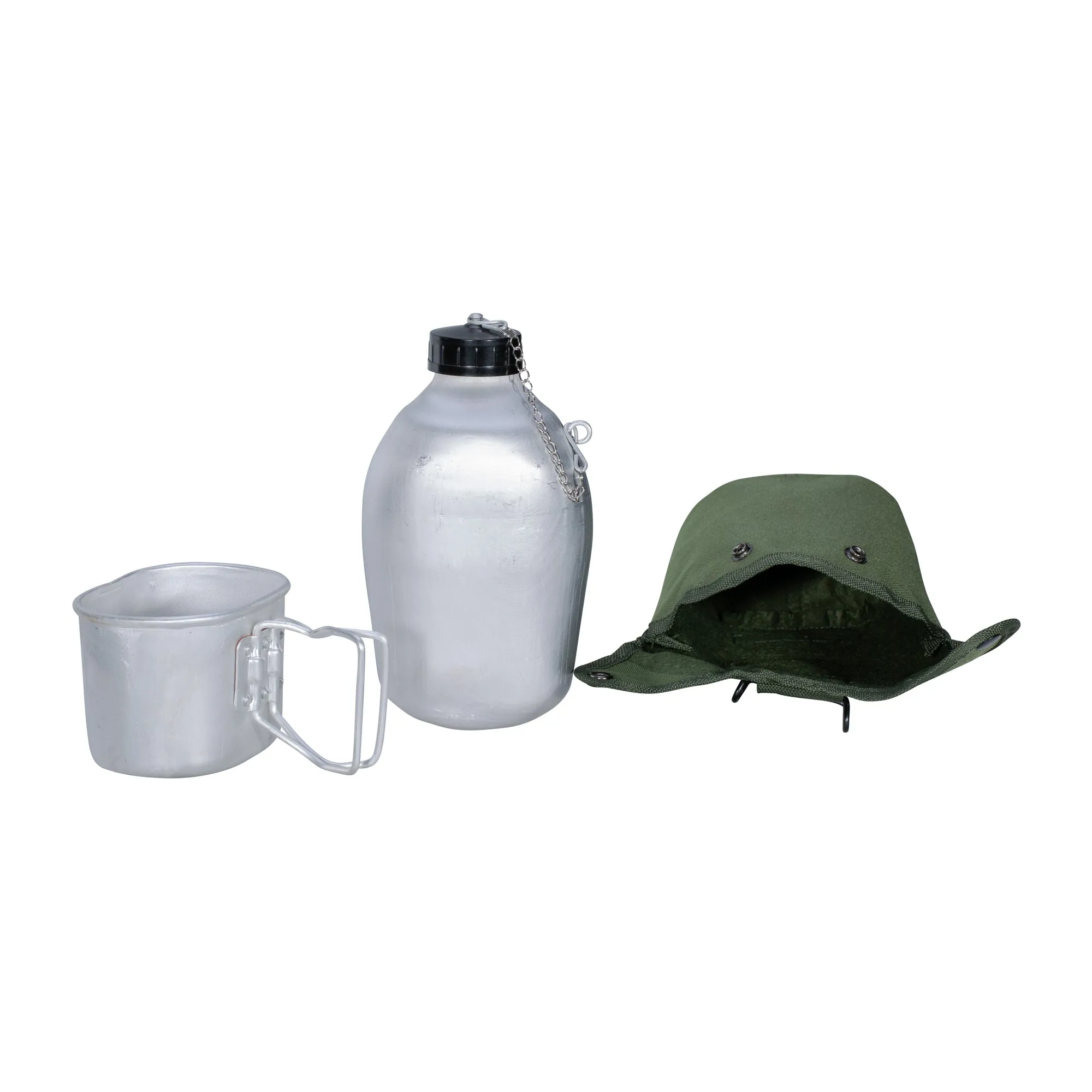 Französische Armee -  Französische Feldflasche Alu m. Hülle