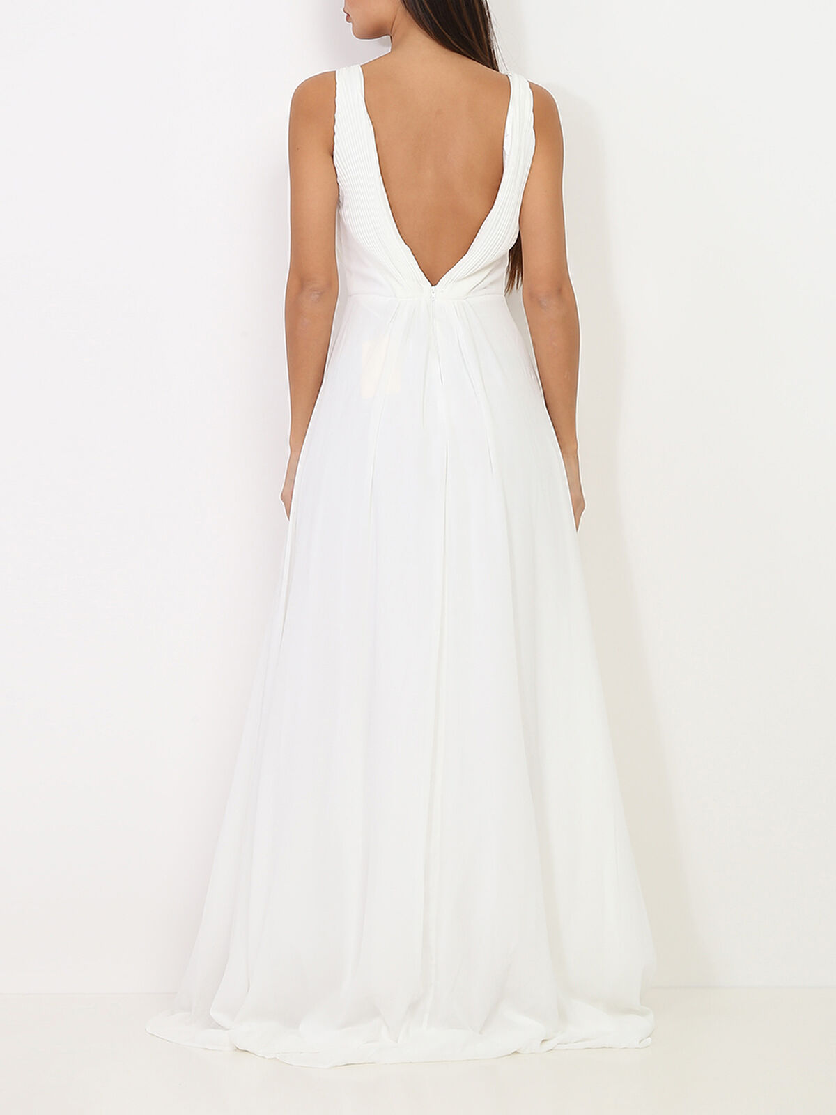 Robe longue asymétrique- Blanc