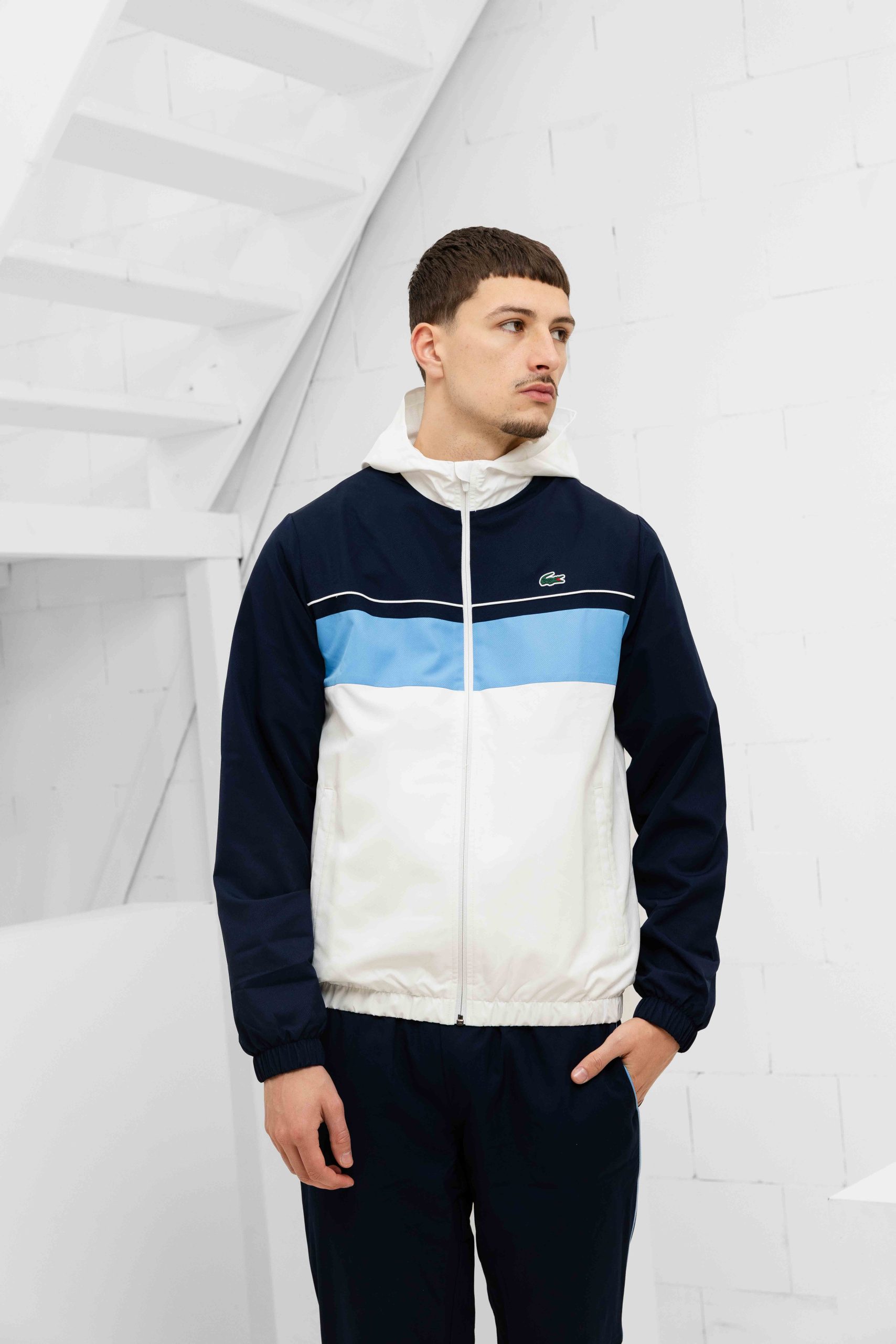 Lacoste Diamond Trainingspak Heren Wit/Lichtblauw