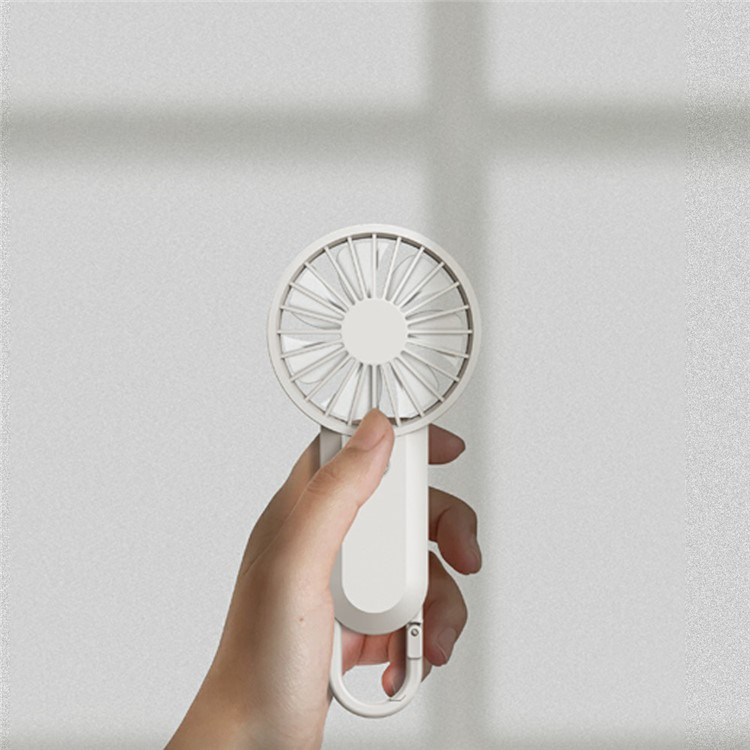 (Ø85mm) Hand Ventilator Tragbarer Lüfter Wiederaufladbarer Taschenventilator mit Karabiner - Weiss