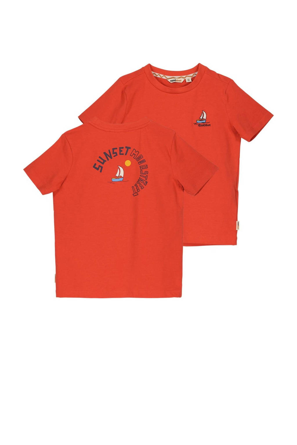 Moodstreet T-shirt met backprint felrood