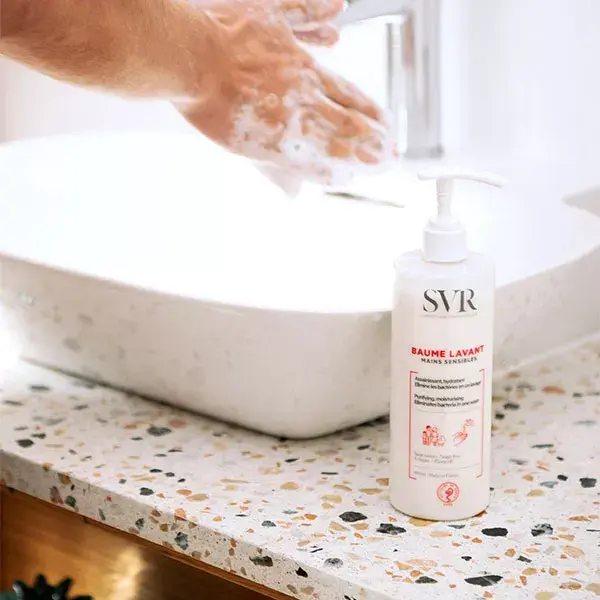 Bálsamo de limpeza para mãos SVR Sensitive, hidratante e de limpeza, 400ml